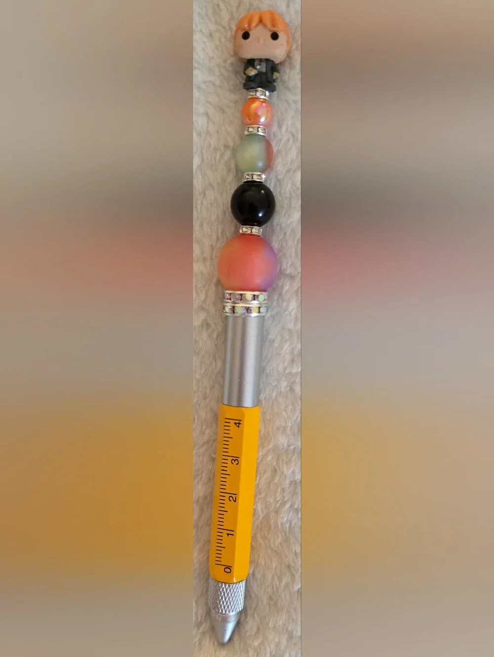 Orange & Yellow Beaded Pen - Harry Potter Theme (Ron Weasley)